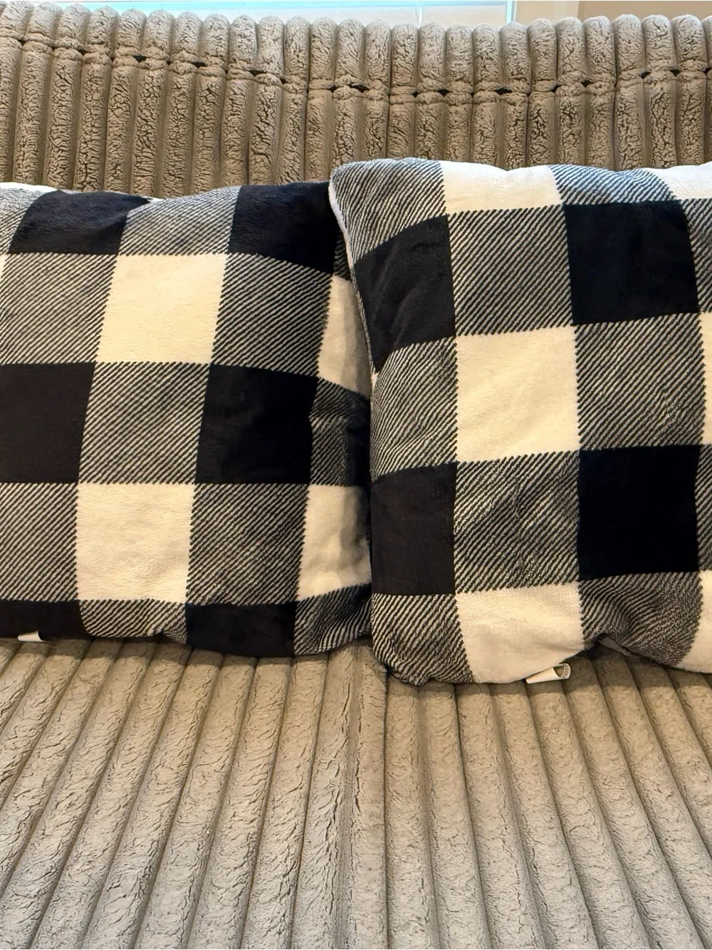 Black and White Buffalo Check Throw Pillows (Pair)